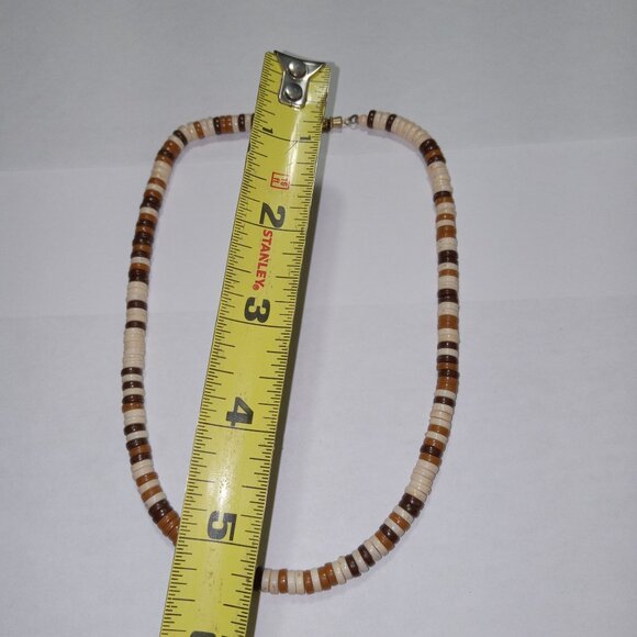 Vintage Beaded Necklace Brown & Cream Lucite Boho Beach Coastal Native Normcore - Picture 4 of 6